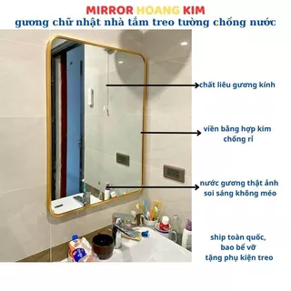 Gương treo tường nhà tắm , Gương chữ nhật treo tường khung viền nhôm chống nước cao cấp guonghoangkim.official