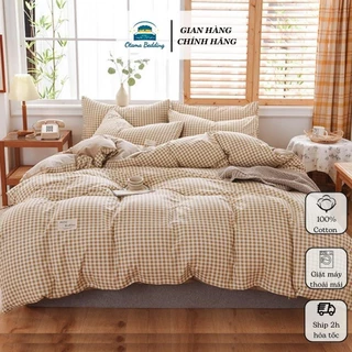 Set chăn ga gối nệm 4 món Cotton Tici caro Otama Bedding