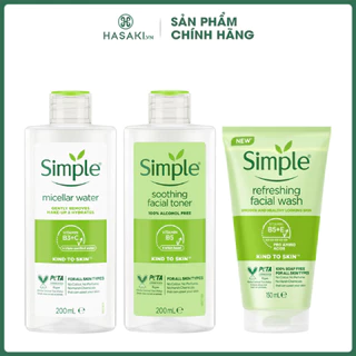 Combo Simple Tẩy trang 200ml + Sữa rửa mặt 150ml + Nước cân bằng 200ml Hasaki Sản Phẩm Chính Hãng