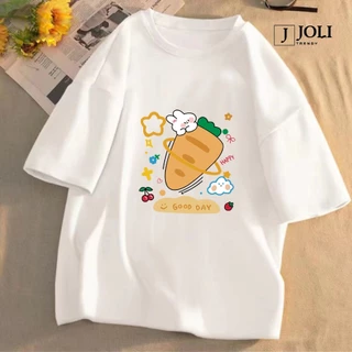 Áo Thun Nữ, Áo Phông Nam Nữ Unisex Tay Lỡ By JOLI Mã TN Carrot In Hình Chất Cotton Form Rộng Phong Cách Ulzzang