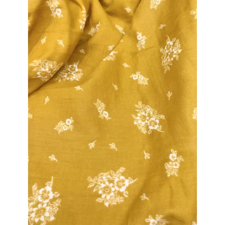 (Sale 59k/m)Vải xô Muslin 3 lớp hoa vàng/xanh