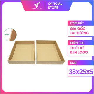 33x25x5 Combo 5 Hộp giấy nắp rời, hộp đựng ví da, hộp đựng quà, hộp carton Vietpacking V0340-5