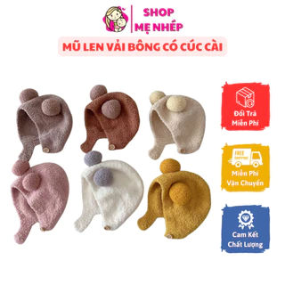 Mũ Len Cho Bé Trai Bé Gái Vải Bông Màu Trơn Có Cài Cúc Cho Bé từ 6 tháng - 2 Tuổi