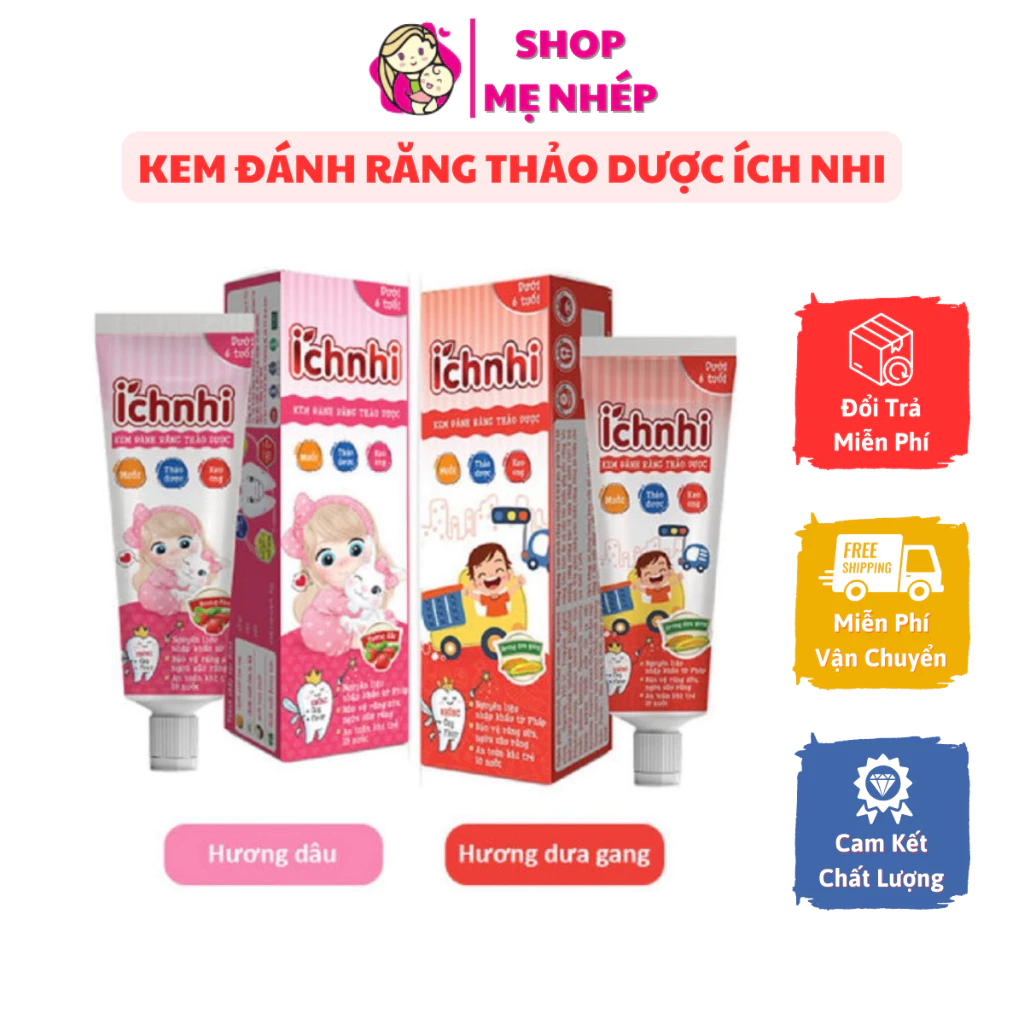 Kem đánh răng thảo dược Ích Nhi tuýp 50g cho bé dưới 6 tuổi bảo vệ răng sữa, ngừa sâu răng cho bé