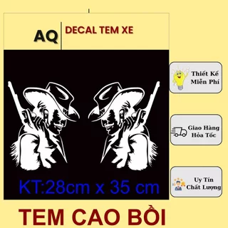 TEM DÁN KÍNH Ô TÔ HÌNH CAO BỒI - Decal Dán Xe Tải, Miếng Dán Kính Xe