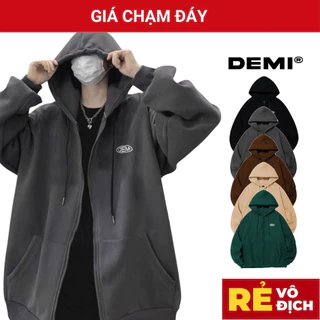 Áo hoodie zip local brand giá rẻ DEMI nỉ bông form rộng có mũ nhiều size cho nam nữ | DE-AK22