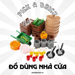 [TỔNG] Dụng cụ đồ dùng nhà cửa vật dụng nhà bếp - Đồ chơi lắp ráp xếp hình PAB gạch MOC phụ kiện chén dĩa ly cốc chai lọ