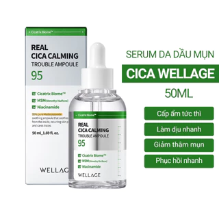 Serum dưỡng da, Cica Calming 95 Wellage 50ml, dưỡng ẩm sâu cho da dầu và da khô, làm dịu da mụn kích ứng