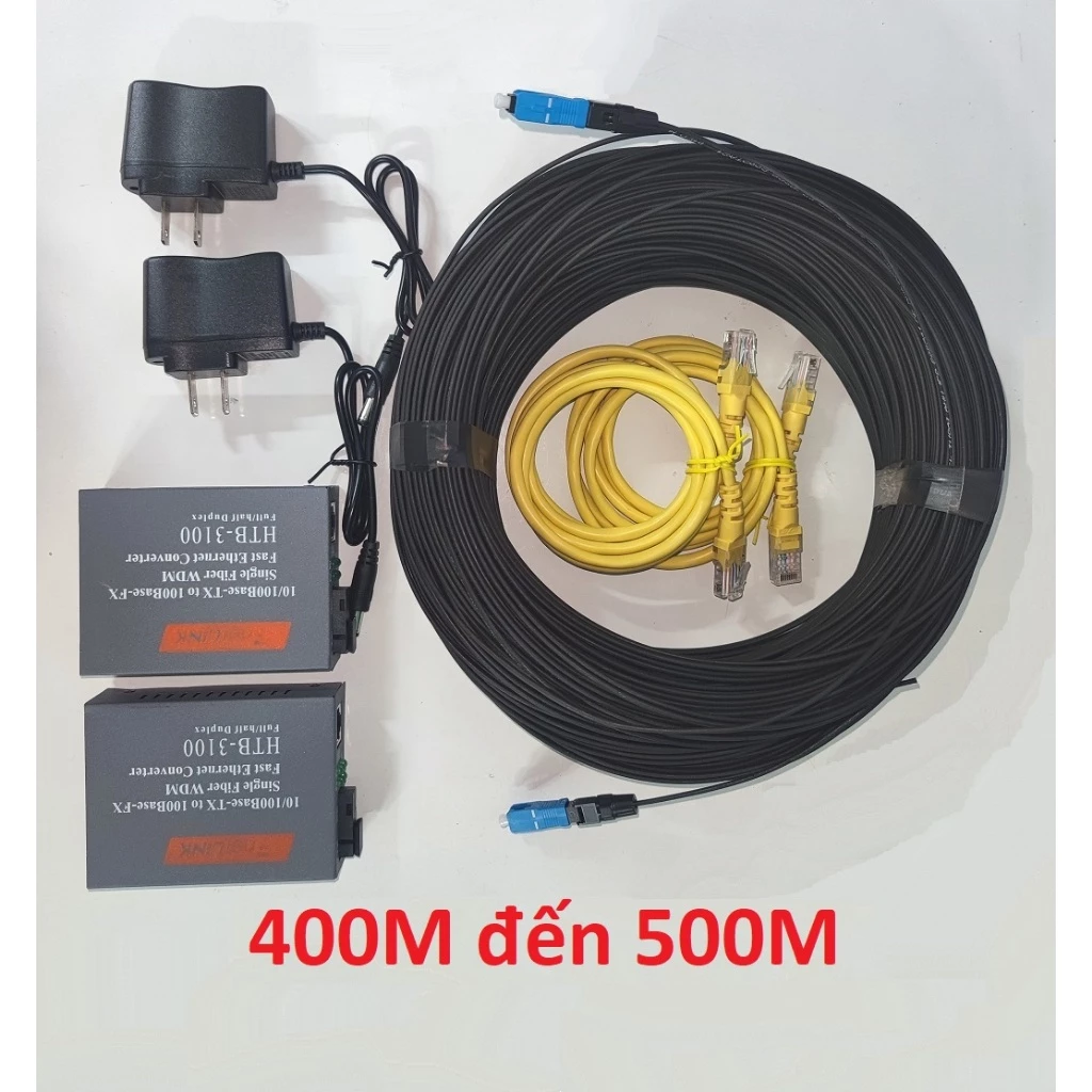 Bộ dây mạng LAN 410m 420m 430m 440m 450n 460m 470m 480m 490m 500m  dây quang 1fo+cặp converter quang
