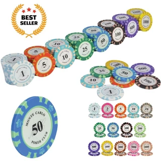 [ Hỏa tốc HCM ] Chip poker Monte Carlo 1 2 5 10 20 25 50 100 200 500 1000 có số phỉnh nhựa Cao Cấp