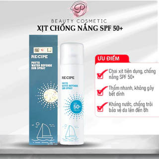 Chai Xịt Chống Nắng Toàn Thân Recipe SPF 50+ PA++++ Kháng Nước Chống Trôi, Không Bết Rít