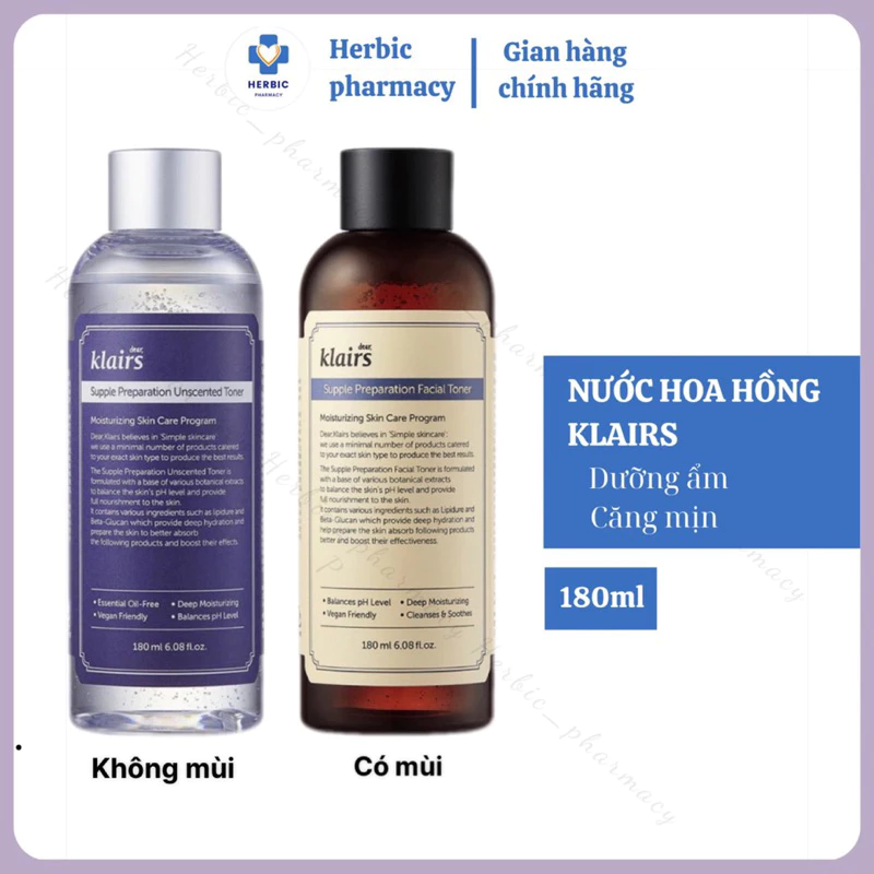 [Hàng chính hãng] Nước Hoa Hồng Không Mùi Dear Klairs Supple Preparation Unscented Toner 180ml