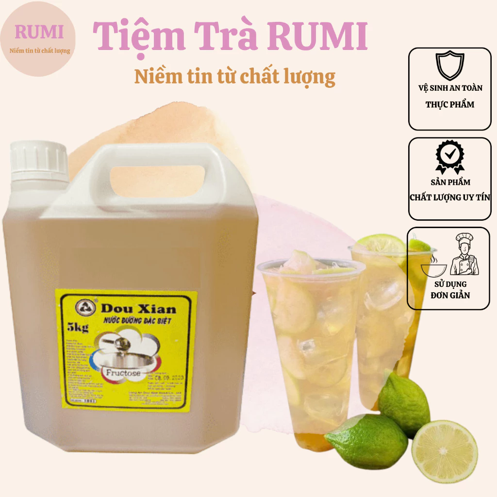 Đường Nước Đặc Biệt Douxian Hàng Huy 5 lít/ Can (4 can/ thùng) Chuyên Dùng Pha Chế Trà Chanh, Trà Sữa
