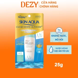 Kem Chống Nắng Sunplay Skin Aqua Cho Vận Động Mạnh Clear White Outdoor Kcn Kháng Nước Dưỡng Ẩm Hyalunoric Acid Nhật Dezy