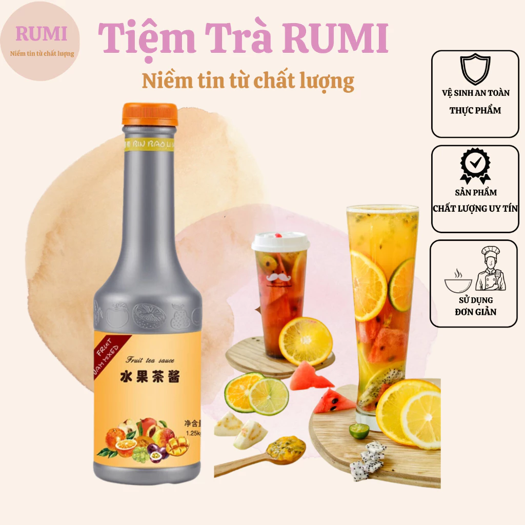 Siro nhiệt đới Binbaoli Chai 1.25kg (Nguyên liệu làm trà trái cây nhiệt đới/Trà hoa quả đặc biệt rất thơm ngon)