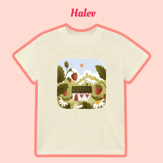 Áo thun Baby Tee in hình ngôi nhà dâu dễ thương 100% Cotton