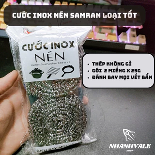 Cước INOX SAMRAN chà xoong nồi gói 2 miếng thép không gỉ cao cấp