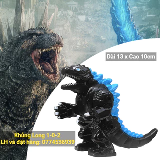 Khủng Long Godzilla Đen Lưng Xanh Dương Hãng Lele con dài 13cm x cao 10cm