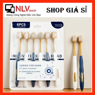 Set 6 cây bàn chải đánh răng hàng nội địa trung,lông siêu mềm mịn, chải êm, siêu sạch, bót làm sạch vết bám trên răng