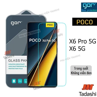 Kính Cường Lực Gor Xiaomi POCO X6 Pro 5G/ X6 5G, Poco X5 5G/ X5 Pro 5G Trong Suốt Không Viền Đen 9H Vát 2.5D - Hãng Gor