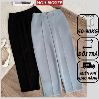 Quần bigsize nữ đi chơi sang chảnh kiểu nút bọc 2 màu vải tuyết mưa MON big size 50 - 90kg