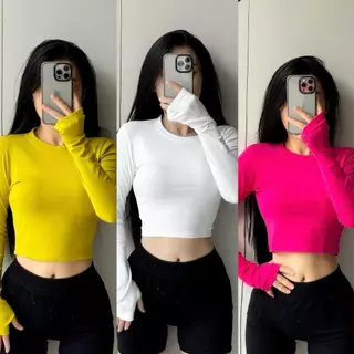 Áo Thun Tay Dài Cổ Tròn Croptop Freesize Nga Tây Boutique ND47-79