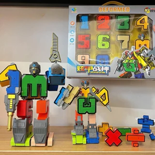 Đồ chơi lắp ráp robot biến hình từ số 0 - 9, đồ chơi số biến hình, robot biến hình bộ chữ số biến hình