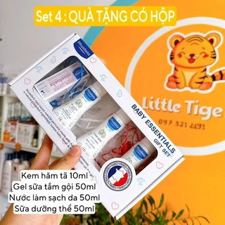 Mustela minisize - combo sữa tắm gội cho bé da thường - nước làm sạch da hay sữa dưỡng thể và kem hăm Mustela cho bé