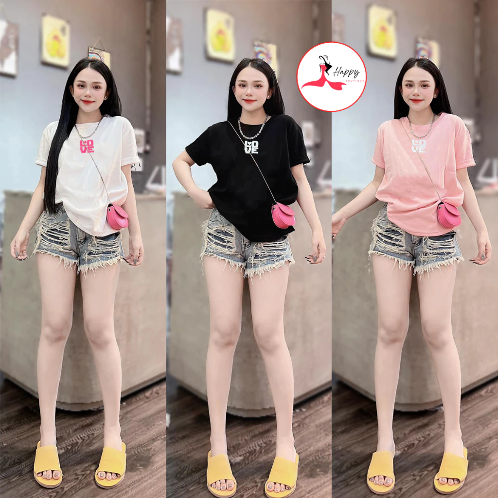 [40~60kg] Áo Thun Thái Nữ Cotton 100 % Form Vừa [Mã A46], Mềm Mịn Mát Phong Cách, Cá Tính, Độc Đáo [LOVE]