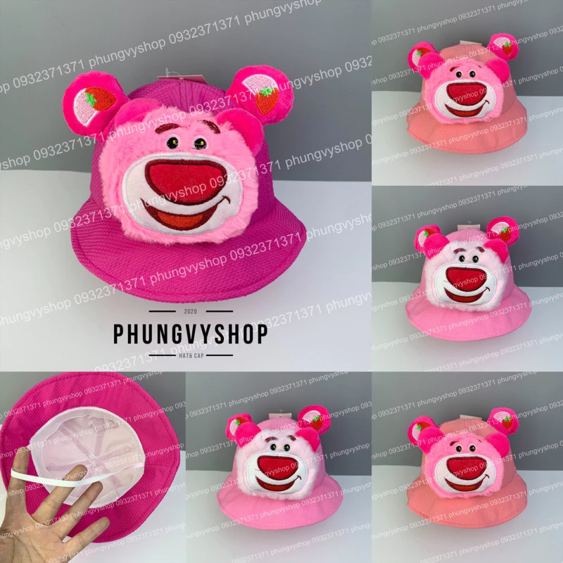 Bé 1-2 Tuổi/Vđ 49cm_Mũ bucket tai bèo vành dễ thương gái trẻ em phungvyshop-nón BO Nhí gấu dâu lotso GAUDOUPDAU