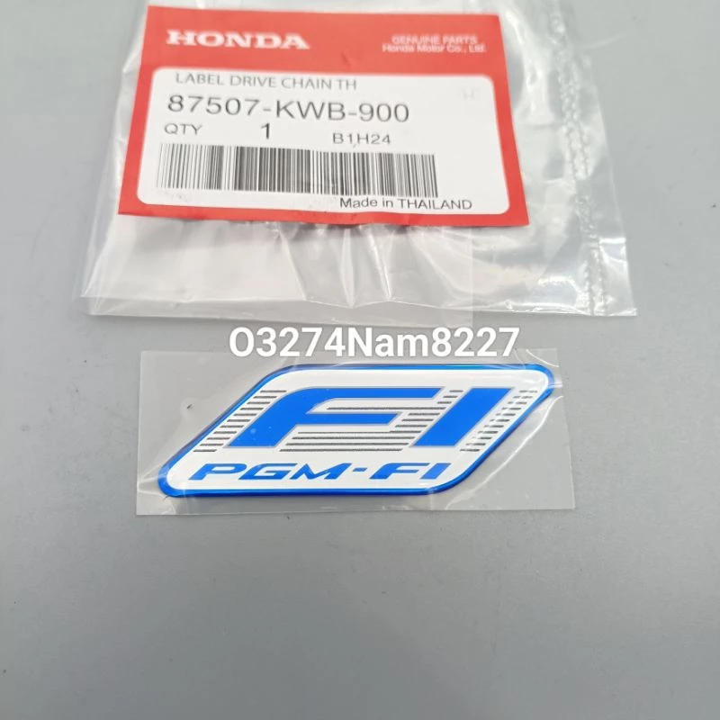 Tem xanh logo Fi nhựa đầu xe WAVE, FUTURE 125.... zin Honda