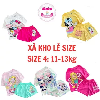 [11-13kg][Xả kho]Quần áo bé gái chất thun cotton siêu mền mịn mát, Đồ bộ bé gái in hình công chúa xinh đẹp,pony,kitty