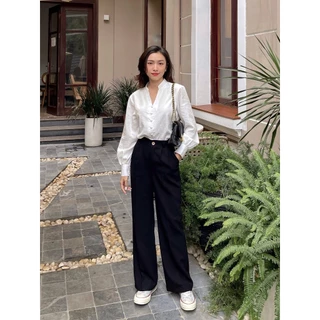 ZIEL Quần suông cạp cao nút gỗ | Pleated Pants