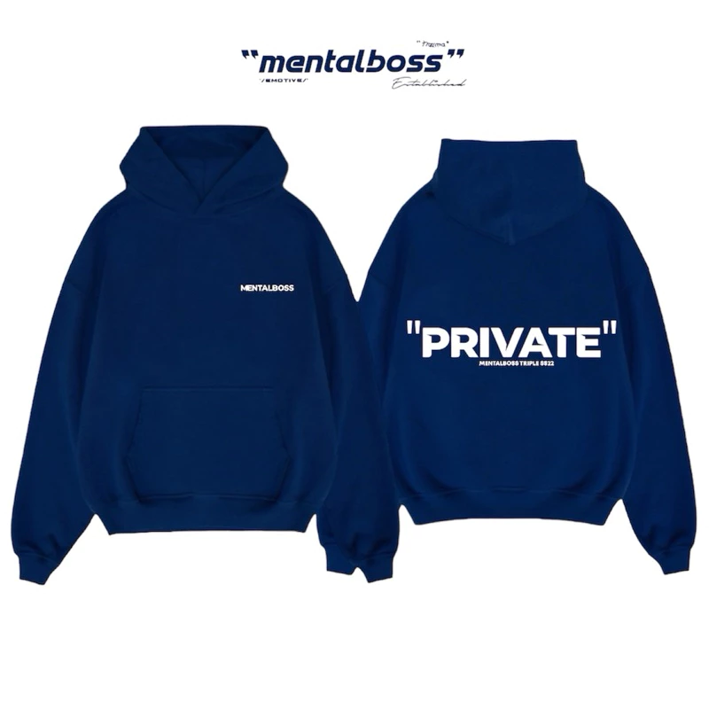 HOODIE ZIP BOXY màu xanh navy FULL MODEL MENTALBOSS