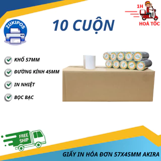 10 Cuộn Giấy In Hoá Đơn Nhiệt In Bill K57 Akira Phi 45 mm Chất Lượng Cao - Zukipos