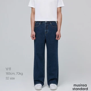 [HÀNG CHÍNH HÃNG] Quần Demin Brand Musinsa Standard Hàn Quốc_Wide Loose Straight_Medium Indigo