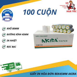 Thùng 100 Cuộn Giấy In Hoá Đơn K80x45 Akira Chất Lượng Cao - Zukipos