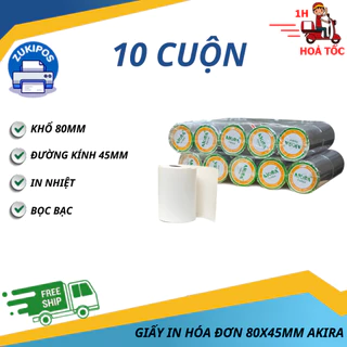 10 Cuộn Giấy In Hoá Đơn In Bill Nhiệt K80 Akira Phi 45mm Chất Lượng Cao - Zukipos