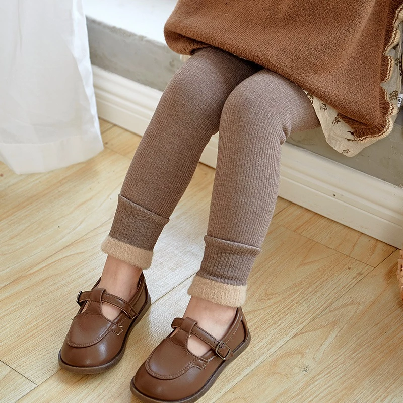 Quần tất len lót lông mịn cho bé gái, Quần legging lót lông cho bé mùa đông, Quần dài thu đông ót lông mềm mại cho bé