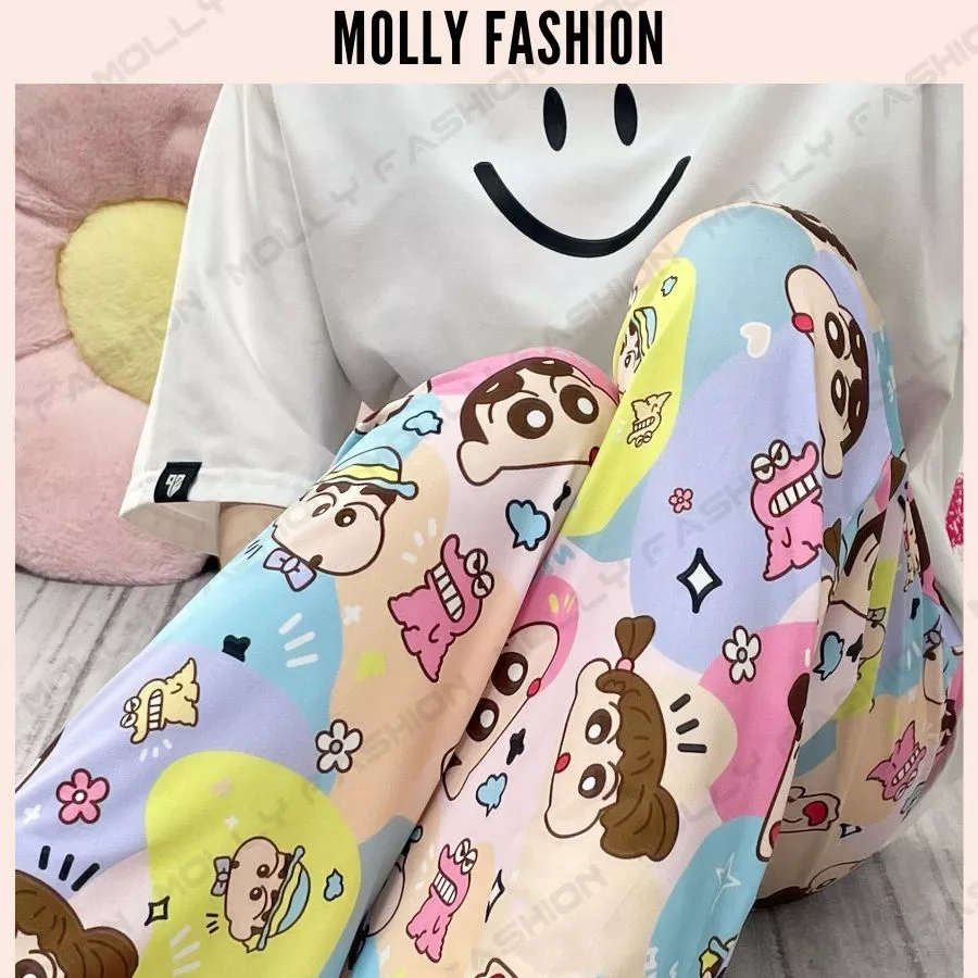 QUẦN DÀI NO'SU.KE HOME Unisex DƯỚI 62kg ❤️ Quần dài thun lạnh hoạt hình mặc nhà nam nữ form rộng Freesize Molly Fashion