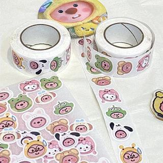 Cuộn 500 Tem Dán Hoạt Hình Sanrio Doremon Shin Cậu Bé Bút Chì