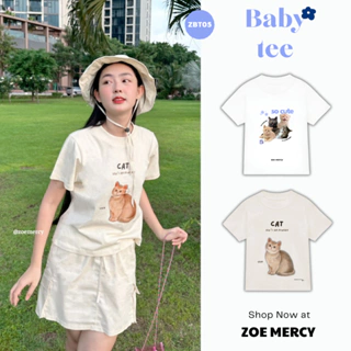 🍊 Áo thun BABY TEE cổ bo tròn LiLy Cat - ZOE MERCY | Tshirt (ZBT05)