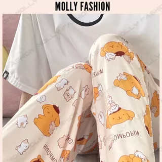 QUẦN DÀI POPIN Unisex DƯỚI 62kg ❤️ Quần dài thun lạnh hoạt hình mặc nhà nam nữ form rộng Freesize Molly Fashion