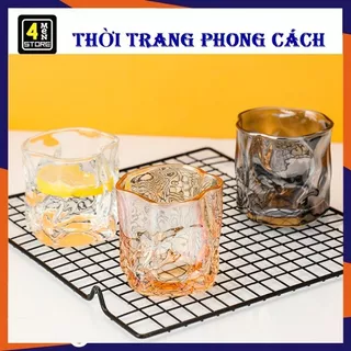 Cốc Thủy Tinh Thiết Kế Xoắn Vòng Sang Trọng - Ly Thủy Tinh , Ly Rock Thủy Tinh Pha Lê Uống Whisky Phong Cách Châu Âu