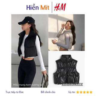 H&M Đức chính hãng - Áo phao gile nữ dáng ngắn lửng cổ cao màu nâu be đen sale new cao cấp 1083326003 HM auth croptop