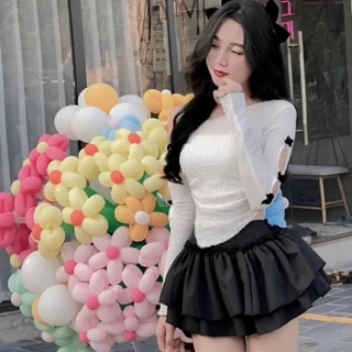 Chân váy xếp li 2 tầng lưng chun có quần bí trong cute