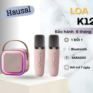 Loa Karaoke mini kèm mic Loa bluetooth K12 Không Dây 2 micro Thiết Kế Nhỏ Gọn Hát Cực Hay | LOA K12