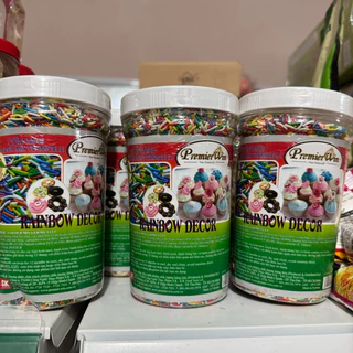 Cốm màu dài trang trí bánh kem, cốm màu Rainbow Decor 500g