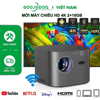 Máy chiếu thông minh Goojodoq 4K 1080P Độ sáng 400 ANSI 15500 Lumens Android TV 11.0 Tự động lấy nét căn chỉnh Góc chiếu