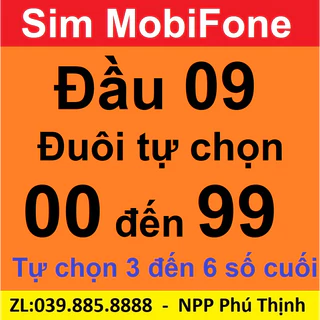 Sim Mobifone đầu số 09 đuôi tự chọn 00 đến 99, Sim 0đ, Sim đẹp tự chọn